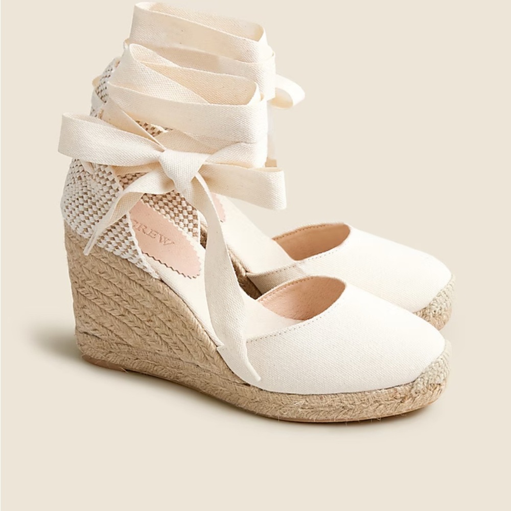 J. Crew Blue Espadrille Wedge Tie-Up Shoes - Picture 5 of 5